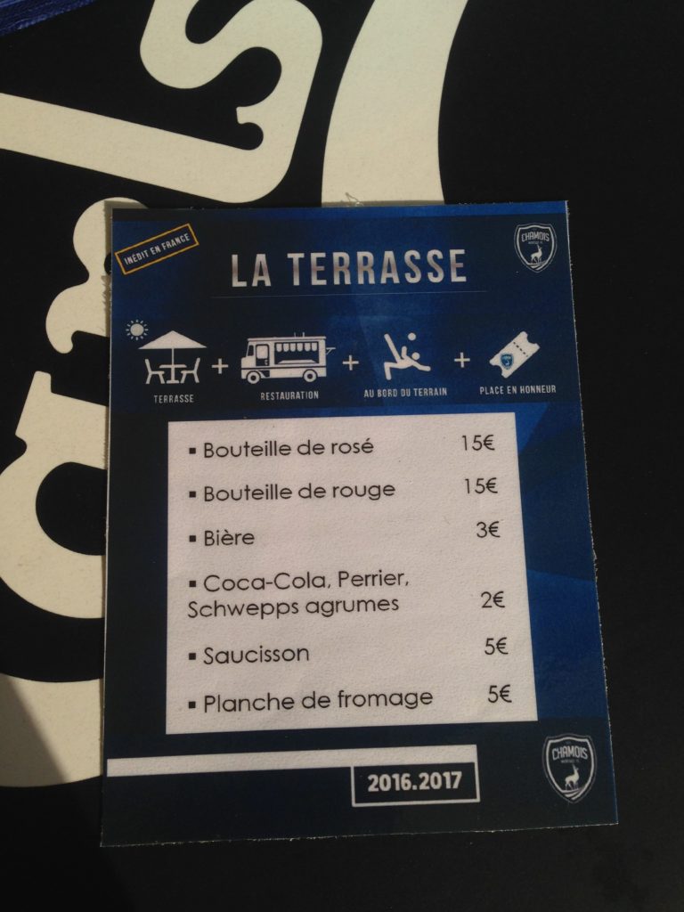 La carte des produits proposés sur la Terrasse