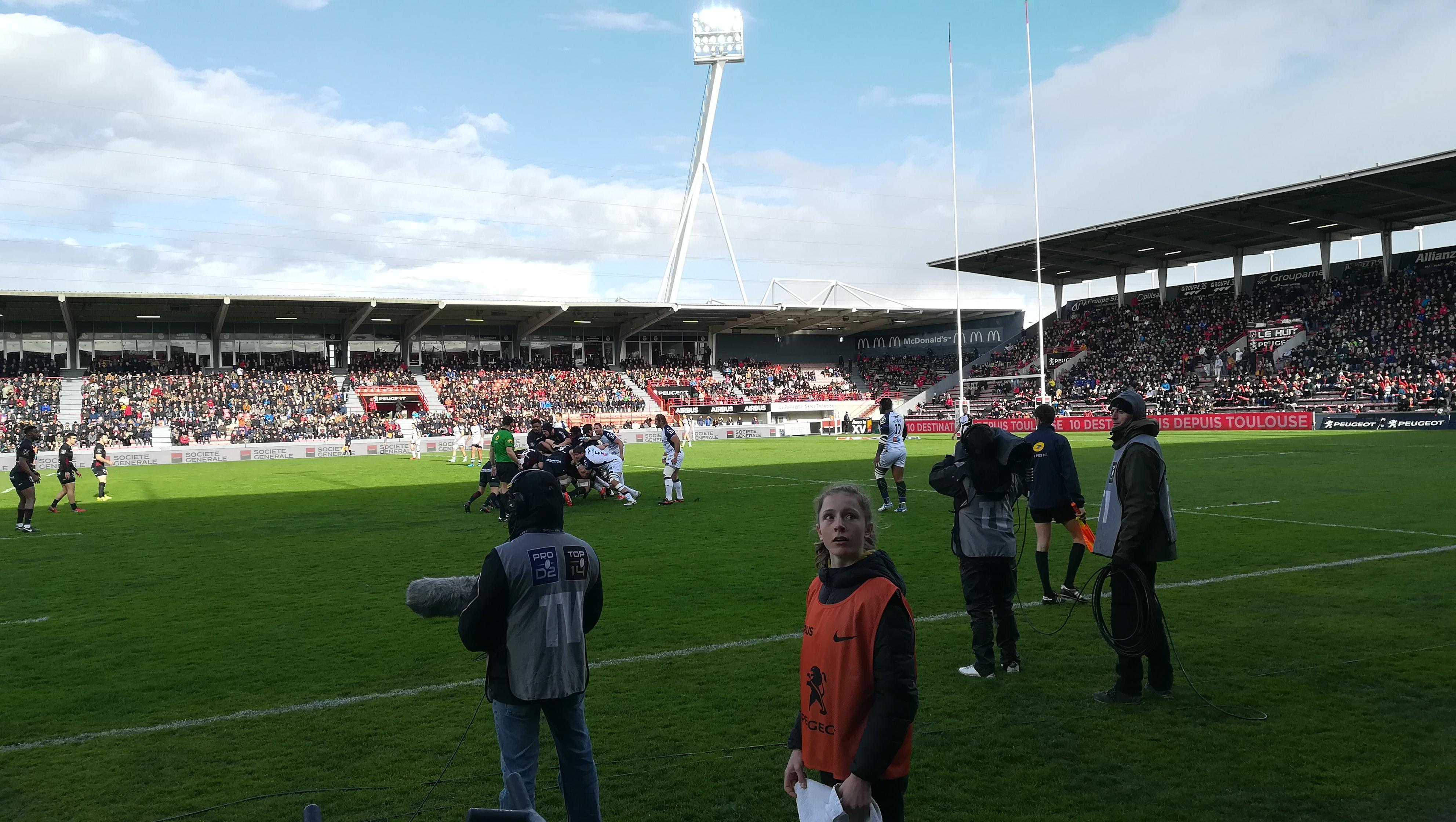 La vue sur la pelouse des tribunes basses