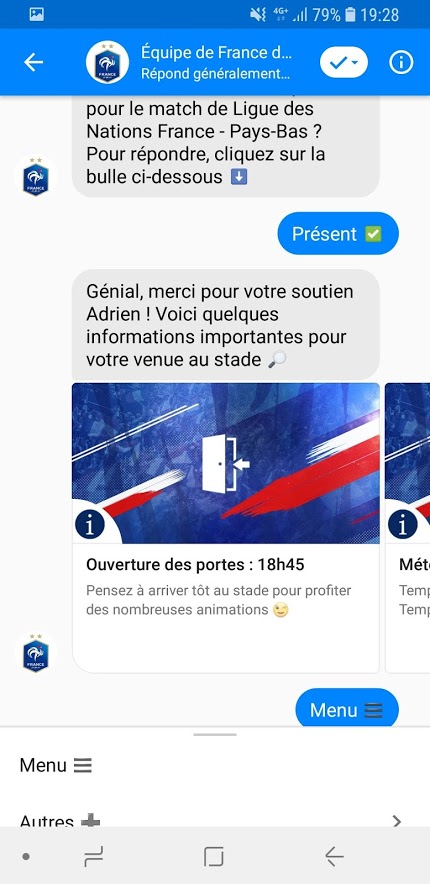 Chatbot de l'Equipe de France
