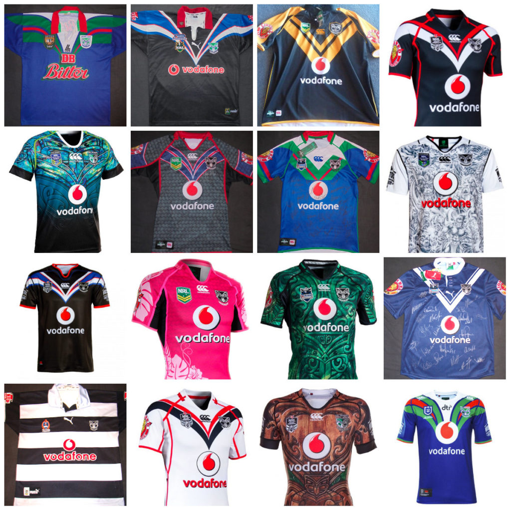 Echantillon de la collection de maillots des Warriors d'Auckland
